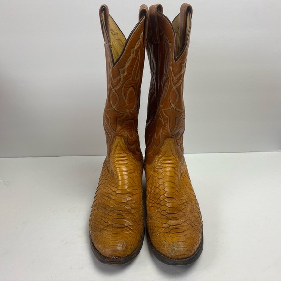 Vintage Tony Lama Brown Tan Snakeskin Python Cowboy Western Boots 0410 8.5B - Picture 16 of 16